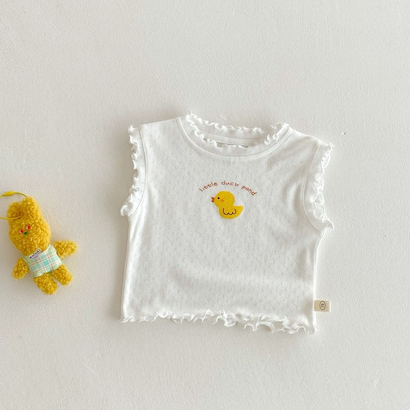 (Order) Áo sát nách hình vịt + yếm vịt vàng ngộ nghĩnh dành cho bé gái