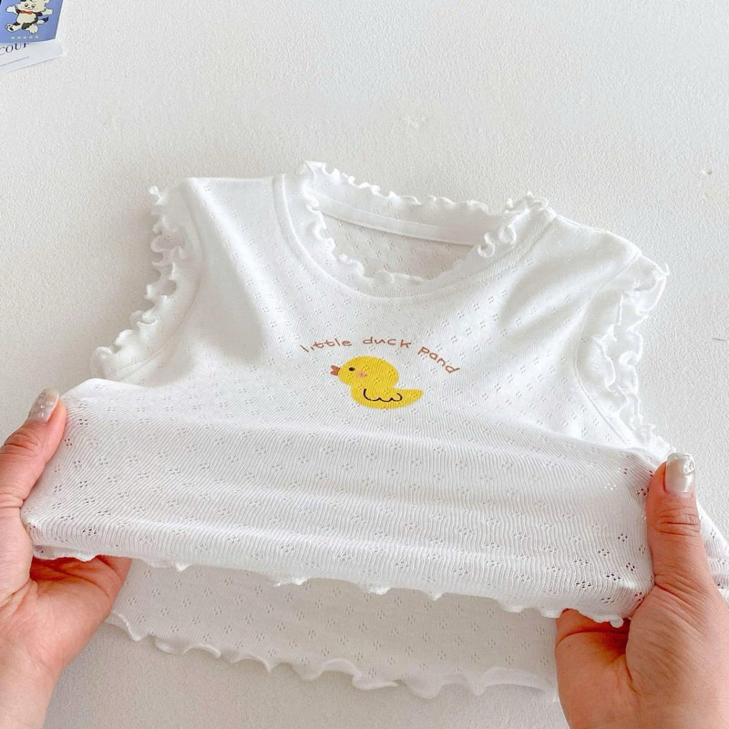 (Order) Áo sát nách hình vịt + yếm vịt vàng ngộ nghĩnh dành cho bé gái