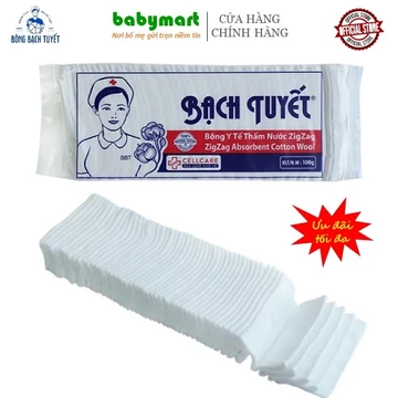 Bông gòn y tế chính hãng Bông Bạch Tuyết Zigzag, gói 100g