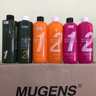 Uốn thảo dược mugens uốn nóng  và uốn lạnh (Hàn Quốc) mugens rich volume texture perm 2 x 500ml