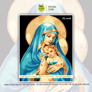 Tranh số hóa tự tô Madoca có khung 40x50cm Đức Mẹ Maria T2018