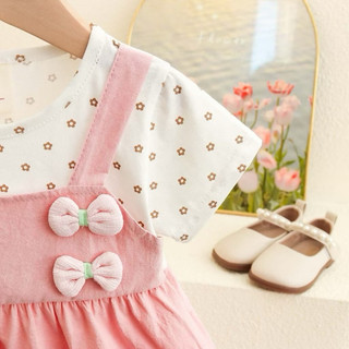 Váy bé gái dạng yếm 0-2 tuổi 2 nơ cô gái vải thun cotton mềm mịn xinh xắn mặc nhà đi học đi chơi D1066