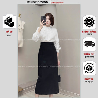 V88 - Chân váy bút chì cạp cao tôn dáng thiết kế cao cấp MindyDesign