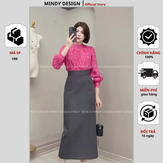 V88 - Chân váy bút chì cạp cao tôn dáng thiết kế cao cấp MindyDesign