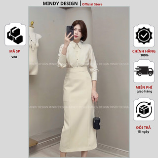 V88 - Chân váy bút chì cạp cao tôn dáng thiết kế cao cấp MindyDesign