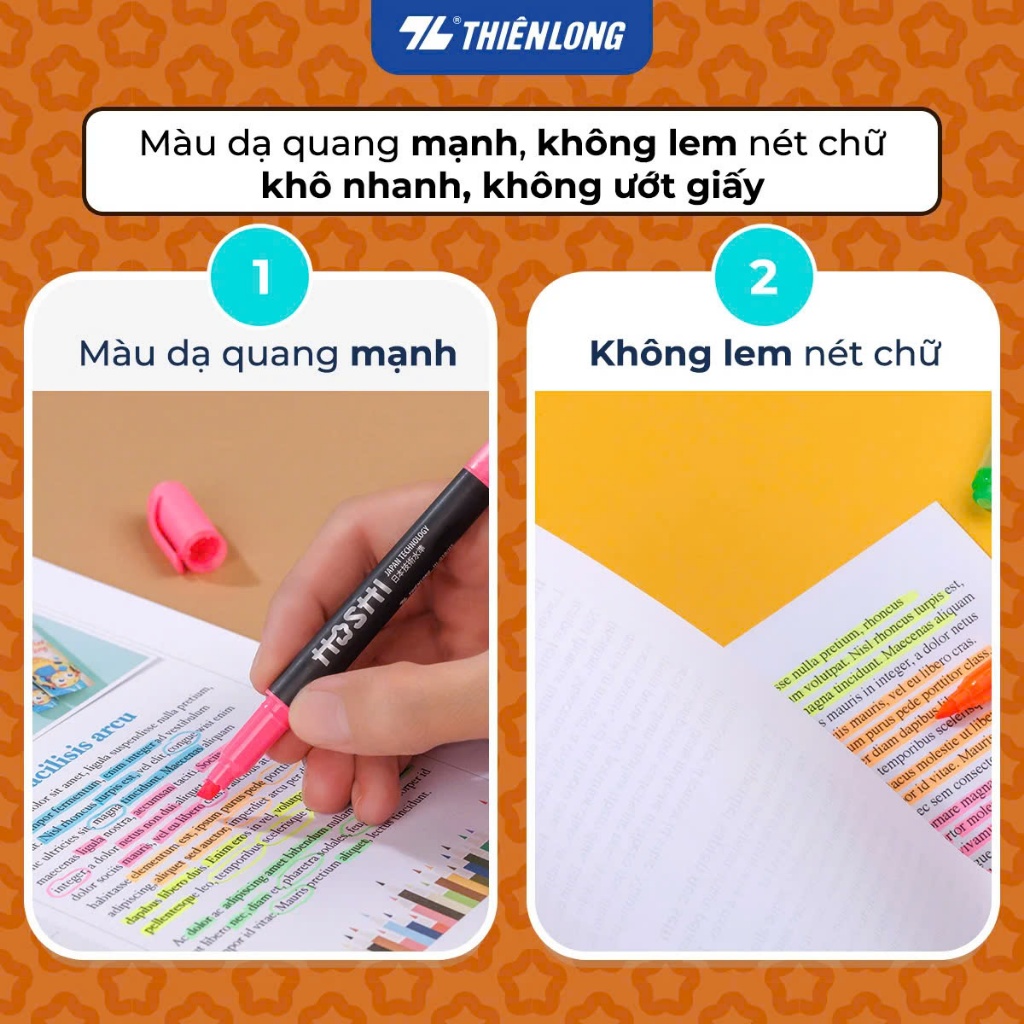 Product image Bút dạ quang Hoshi Thiên Long  - Công nghệ Nhật Bản - Mực tươi sáng, đều màu (Vỉ 1 cây) 3