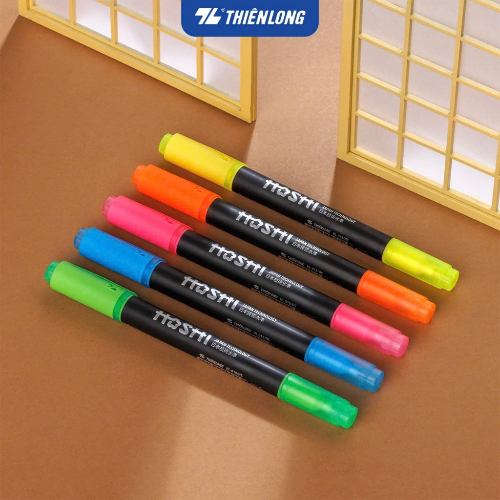 Product image Bút dạ quang Hoshi Thiên Long  - Công nghệ Nhật Bản - Mực tươi sáng, đều màu (Vỉ 1 cây)