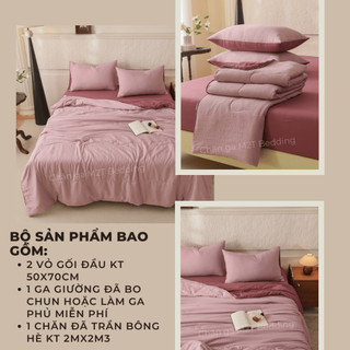 Bộ chăn ga gối Đũi Bergen M2T BEDDING mềm mịn mát - đủ kích thước m6/m8/2m2