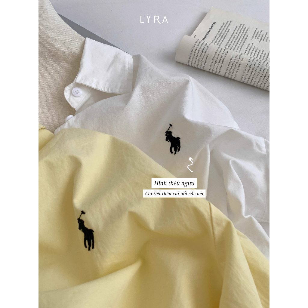 Ảnh LYRA - Áo sơ mi nữ form rộng dài tay thêu ngựa, chất thô Hàn cao cấp, kiểu dáng trendy hiện đại LWNSM010 4