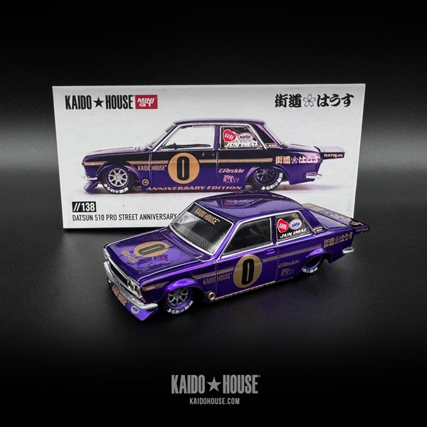 Modellino Diecast Kaido House Datsun 510 Pro Street – Cromo Viola Anniversario – KHMG138 – Chase Car