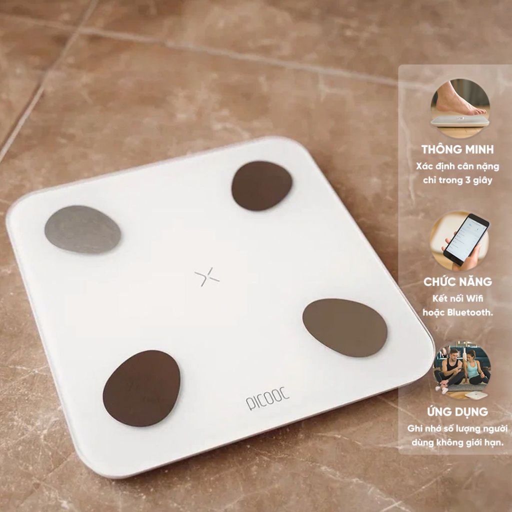 Ảnh Cân Điện Tử Thông Minh PICOOC Mini Lite - Phân Tích 13 Chỉ Số Cơ Thể - APP TIẾNG VIỆT - BH 12 THÁNG 2