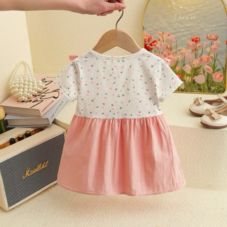 Váy bé gái dạng yếm xinh xắn cho bé 0-2 tuổi phối nơ to mặc đi học đi chơi thun cotton D1086
