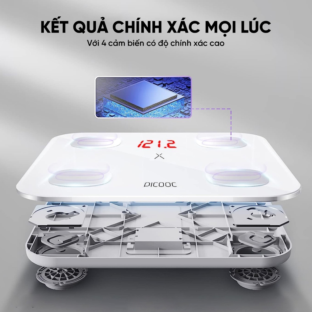 Ảnh Cân Điện Tử Thông Minh PICOOC Mini Lite - Phân Tích 13 Chỉ Số Cơ Thể - APP TIẾNG VIỆT - BH 12 THÁNG 4