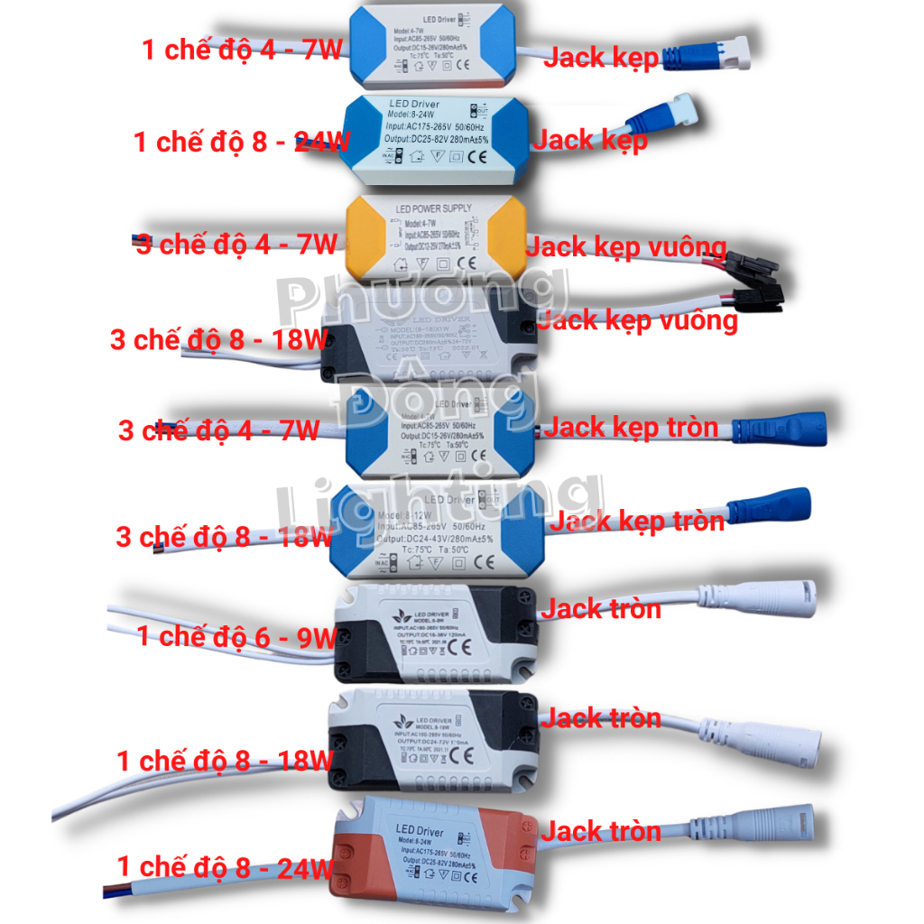 Tăng phô ( Driver ) các loại dành cho đèn LED Ốp Trần , Âm Trần 4 w Đến 24w