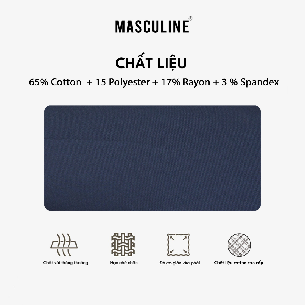 Quần âu nam cao cấp MASCULINE, Quần vải dáng slim fit, Form đứng Sang trọng – MQR24.1