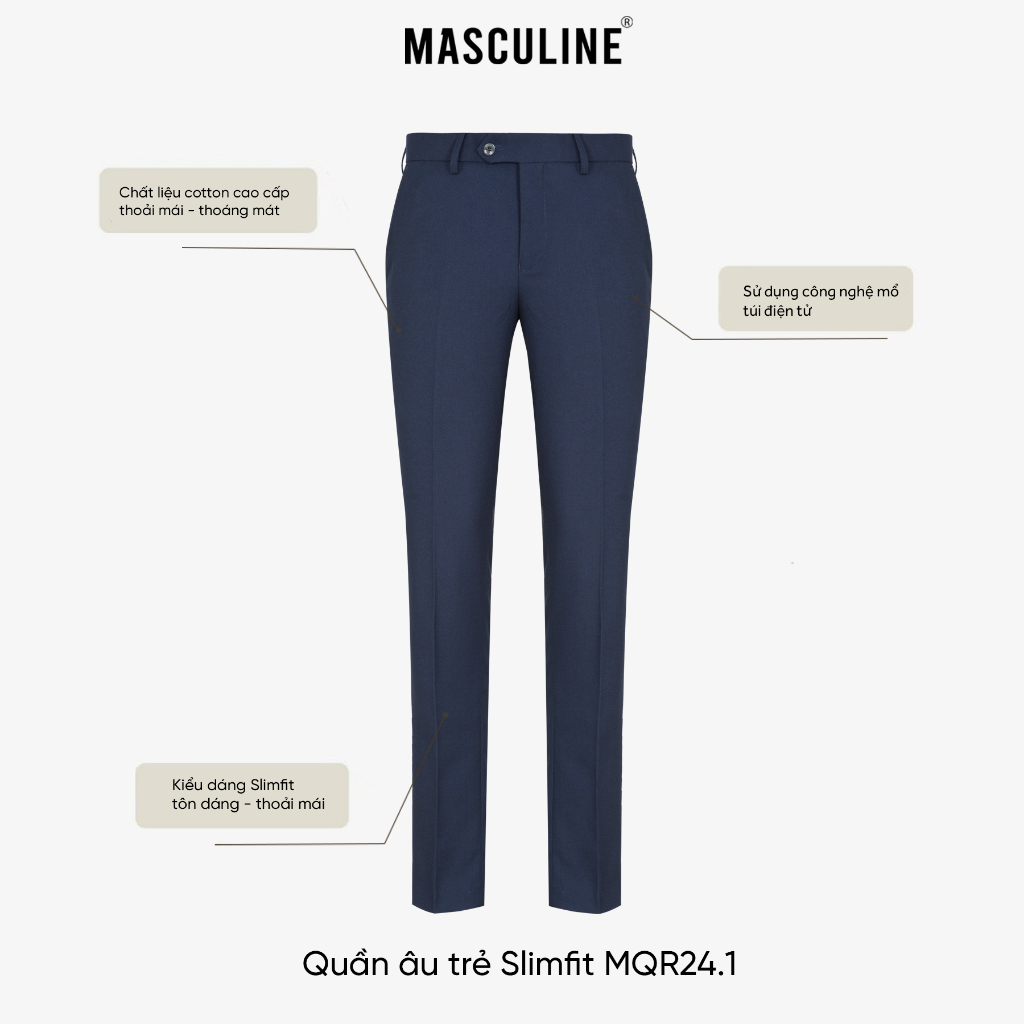 Quần âu nam cao cấp MASCULINE, Quần vải dáng slim fit, Form đứng Sang trọng – MQR24.1