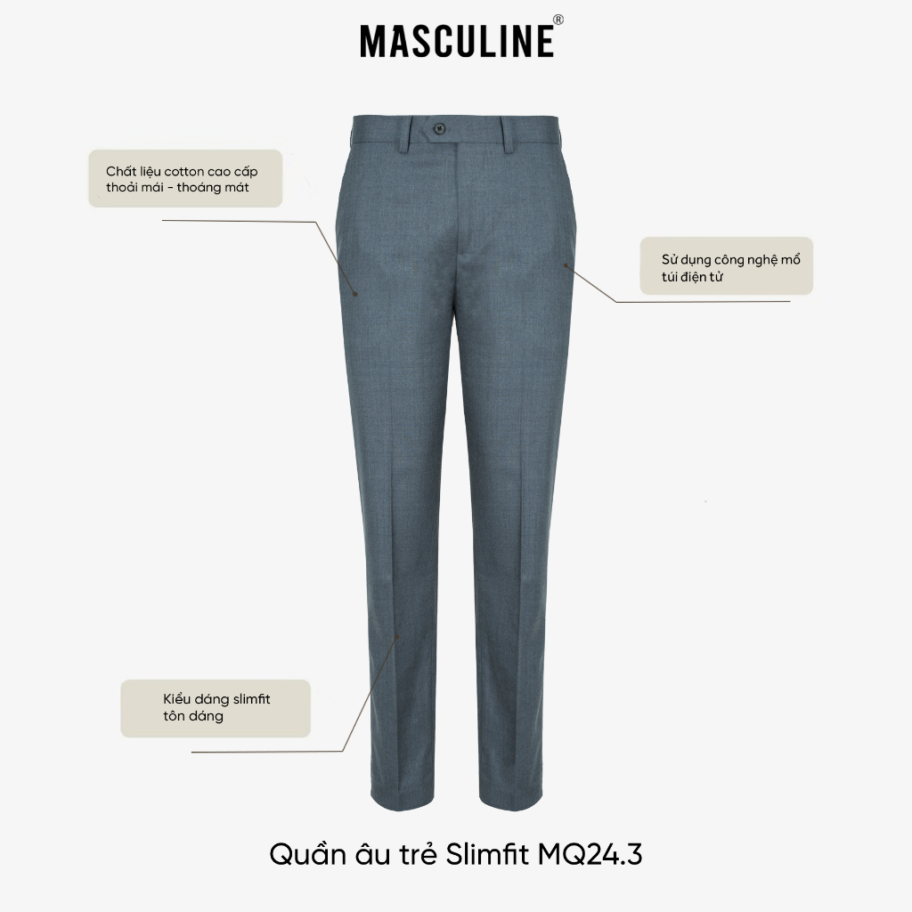 Quần âu nam cao cấp MASCULINE – Quần vải công sở trẻ trung, Chất vải Cotton Rayon Spandex mềm mại – MQ24.3