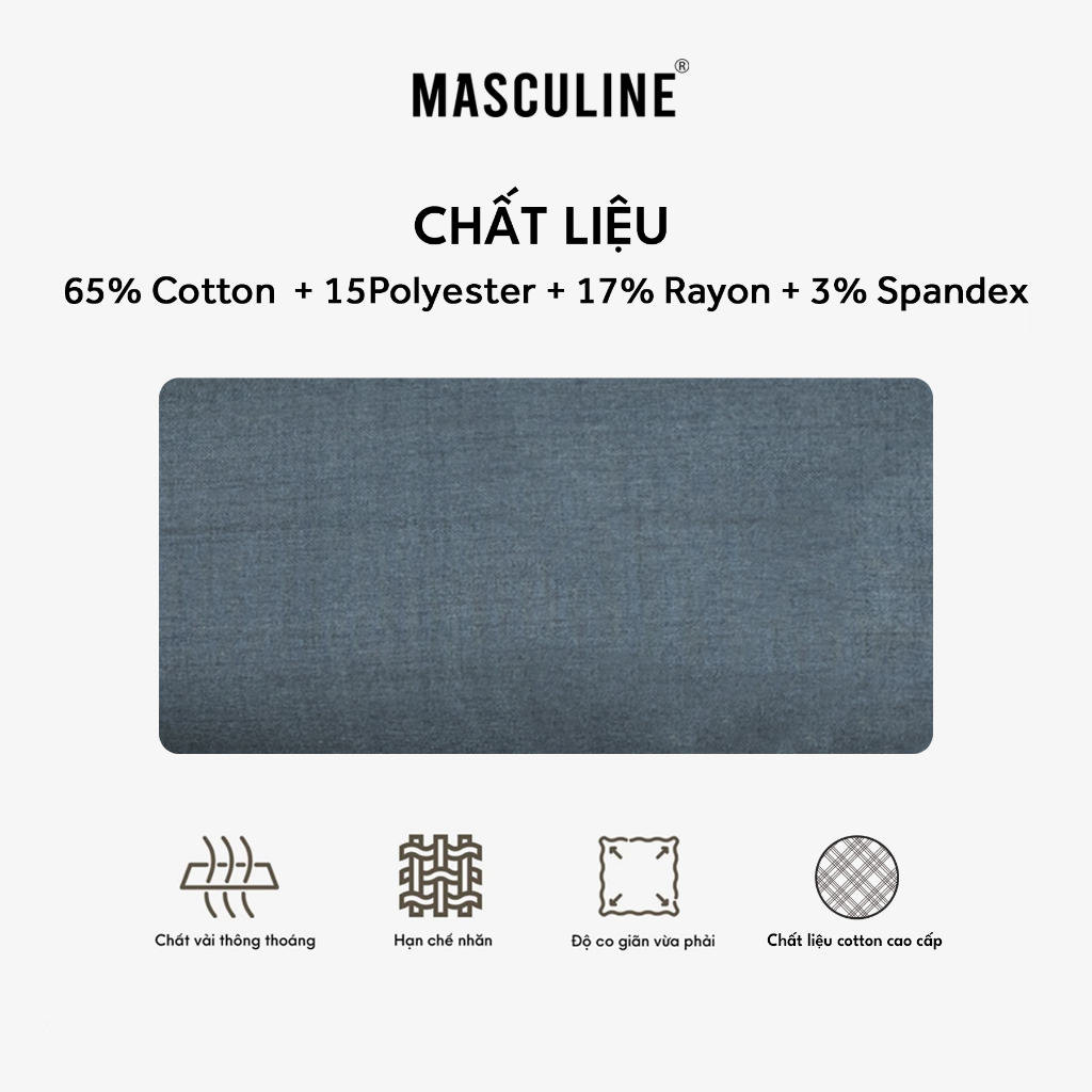 Quần âu nam cao cấp MASCULINE – Quần vải công sở trẻ trung, Chất vải Cotton Rayon Spandex mềm mại – MQ24.3