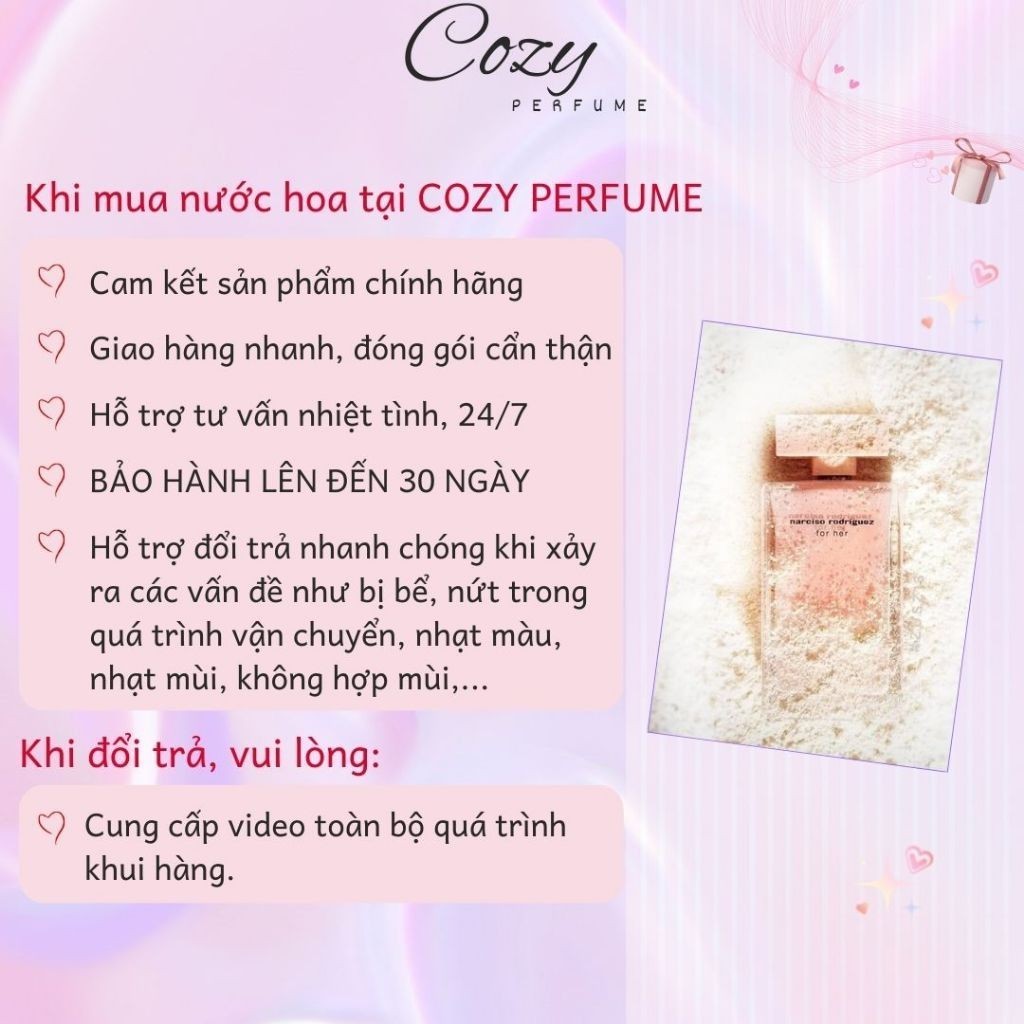 Nước hoa nữ Narcis0 R0driguez For Her (Nar hồng) Chiết 5ml/10ml Hương thơm Quyến rũ - Cozy Perfume