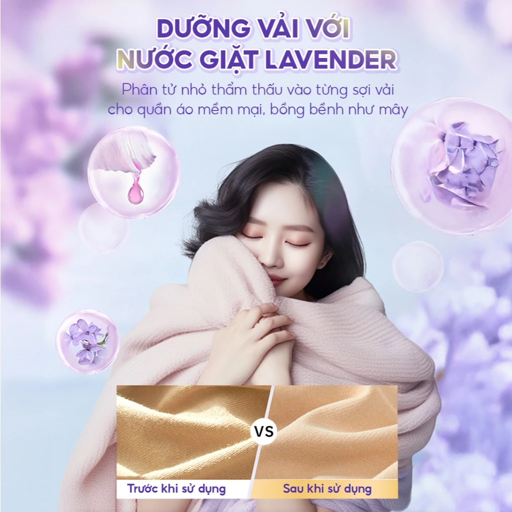 [TOPGIA] Nước giặt xả TOPGIA 3in1 hương lavender và hoa hồng dịu nhẹ, sạch bẩn, an toàn cho da, dung tích 2L