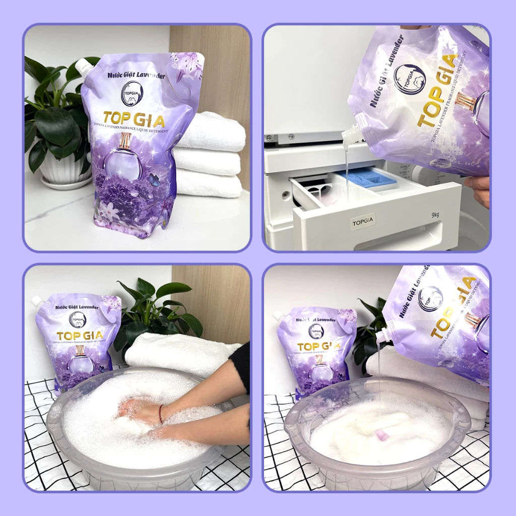 [TOPGIA] Nước giặt xả TOPGIA 3in1 hương lavender và hoa hồng dịu nhẹ, sạch bẩn, an toàn cho da, dung tích 2L