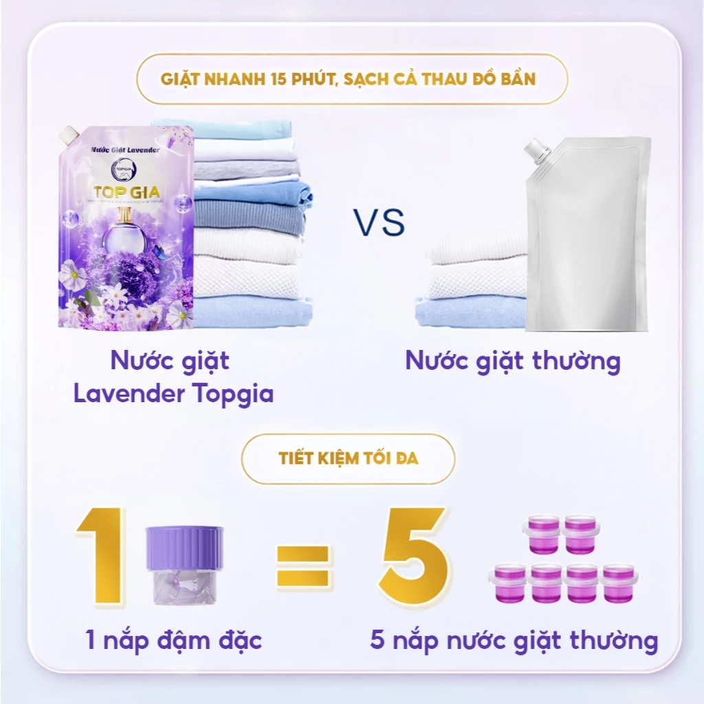 [TOPGIA] Nước giặt xả TOPGIA 3in1 hương lavender và hoa hồng dịu nhẹ, sạch bẩn, an toàn cho da, dung tích 2L