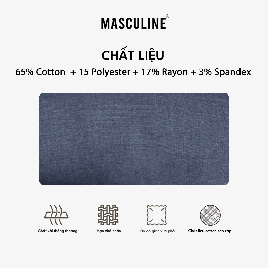 Quần âu nam đẹp cao cấp MASCULINE, Form regula fit, ép ly lạnh giữ nếp sắc nét vĩnh viễn - MFG24.2