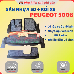 Thảm Khuôn Đúc Tràn Viền Sàn NHỰA 5D Xe PEUGEOT 5008 chuẩn form , Chất liệu nhựa TPE 1 bộ 3 tấm, dễ dàng tháp lắp -3HÀNG