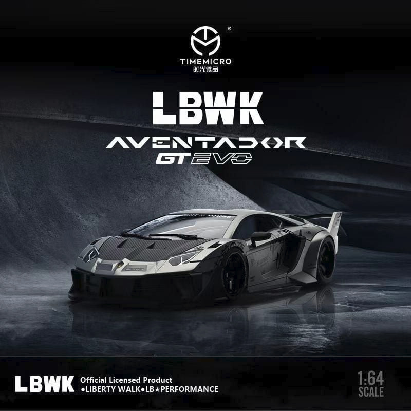 Time Micro 1/64 Lamborghini Aventador LP700 GTEVO &ndash; Grigio Combattimento Con Figura