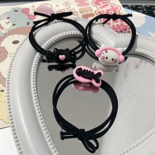 IK Set 2 Dây Buộc Tóc Co Giãn Hình Hoạt Hình Dễ Thương K314