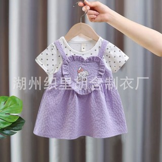 Váy bé gái dạng yếm xinh xắn cho bé 0-2 tuổi trái tim to mặc đi học đi chơi thun cotton D1088