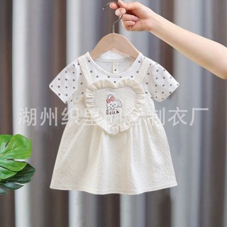 Váy bé gái dạng yếm xinh xắn cho bé 0-2 tuổi trái tim to mặc đi học đi chơi thun cotton D1088