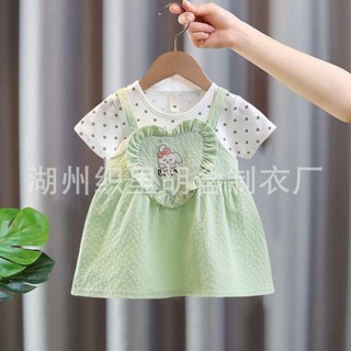 Váy bé gái dạng yếm xinh xắn cho bé 0-2 tuổi trái tim to mặc đi học đi chơi thun cotton D1088