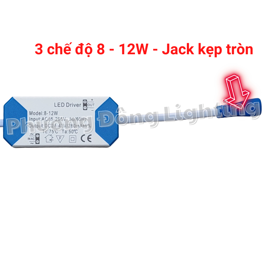Bộ 5 Tăng phô đèn LED Âm trần Ốp trần - Jack kẹp tròn 3 chế độ 8-12w.