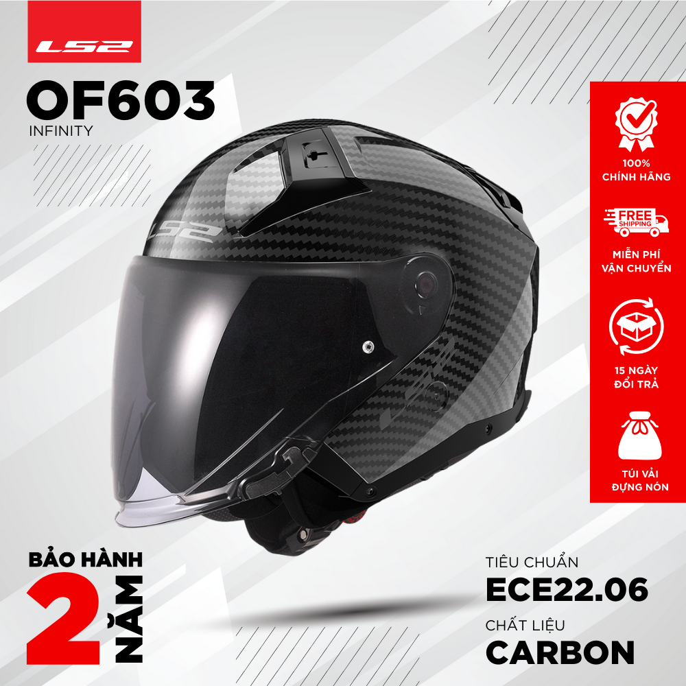 Mũ Bảo Hiểm 3/4 LS2 OF603 Infinity II Carbon Hai Kính Chuẩn ECE22.06 Đi ...