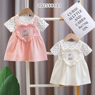Váy bé gái dạng yếm xinh xắn cho bé 0-2 tuổi trái tim to mặc đi học đi chơi thun cotton D1088
