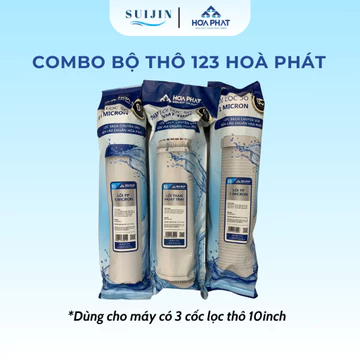 Combo Lõi Lọc Thô 123 Hoà Phát Dùng Cho Máy Lọc Nước RO Sử Dụng Cốc Lọc 10inch