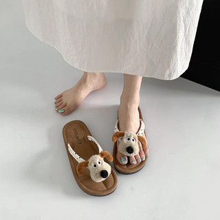 Dép tông xỏ ngón NGATODER đế nâu bản mới gắn đầu chó siu cute