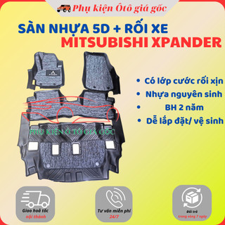 Thảm lót sàn NHỰA 5D TRÀN VIỀN xe Mitsubishi Xpander 2018 - 2025 Thảm NHỰA TPE 5D đúc nguyên khối theo xe - 3 hàng