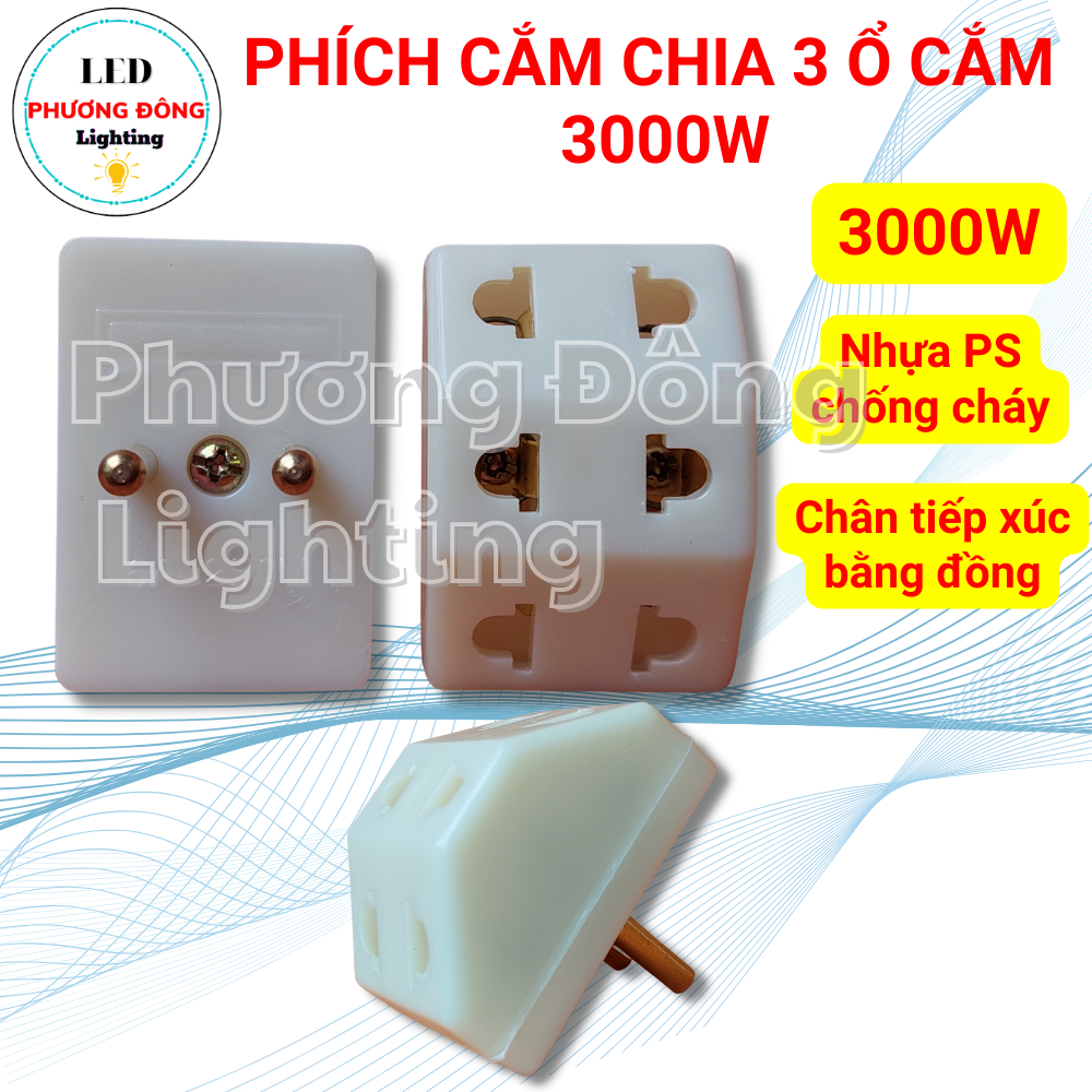 Phích cắm chia 3 ổ cắm -  Đầu Nối Chia 3 Ổ Cắm Đa Năng  An Toàn Tiện Dụng Thương Hiệu Fanagold