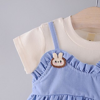 Váy bé gái ngắn tay dạng yếm chất liệu denim mỏng mềm cho bé đi học đi chơi D1063 Bí Ngô Nhỏ