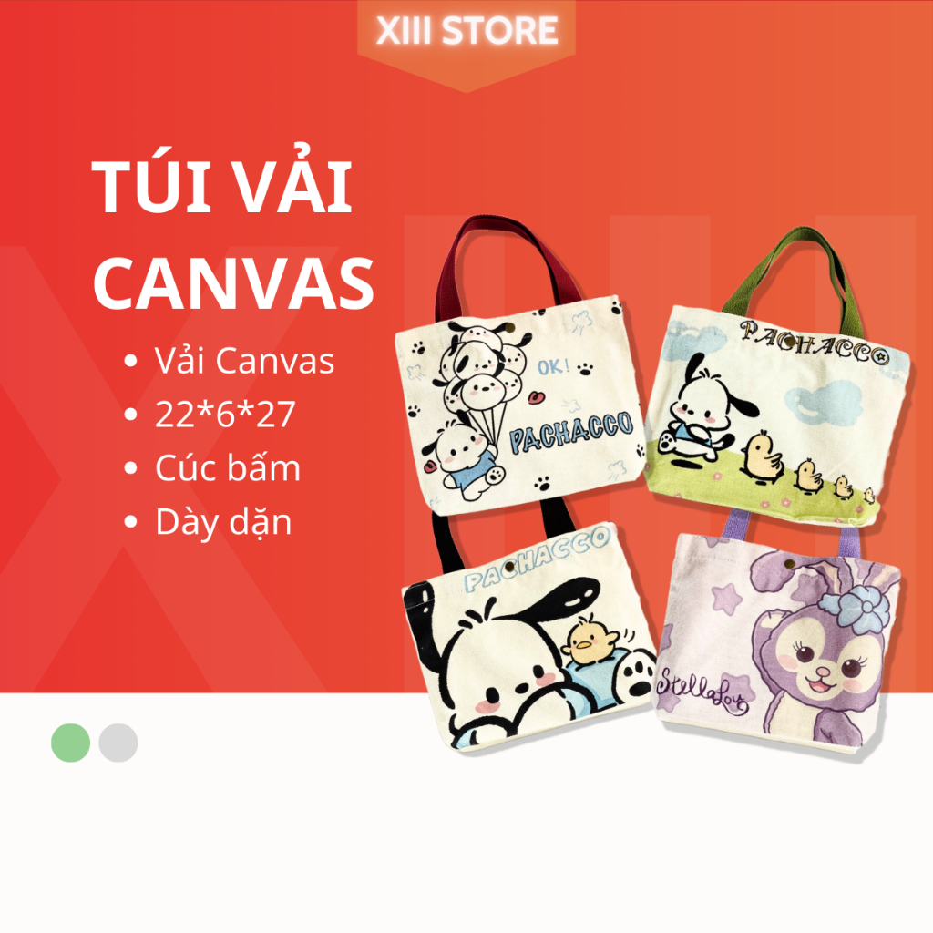 Túi Tote Vải Hoạt Hình, Túi Vải Canvas, Dung Tích Lớn, Dễ Thương, Đa Năng, Tiện Lợi,Túi Vải Dễ Thương