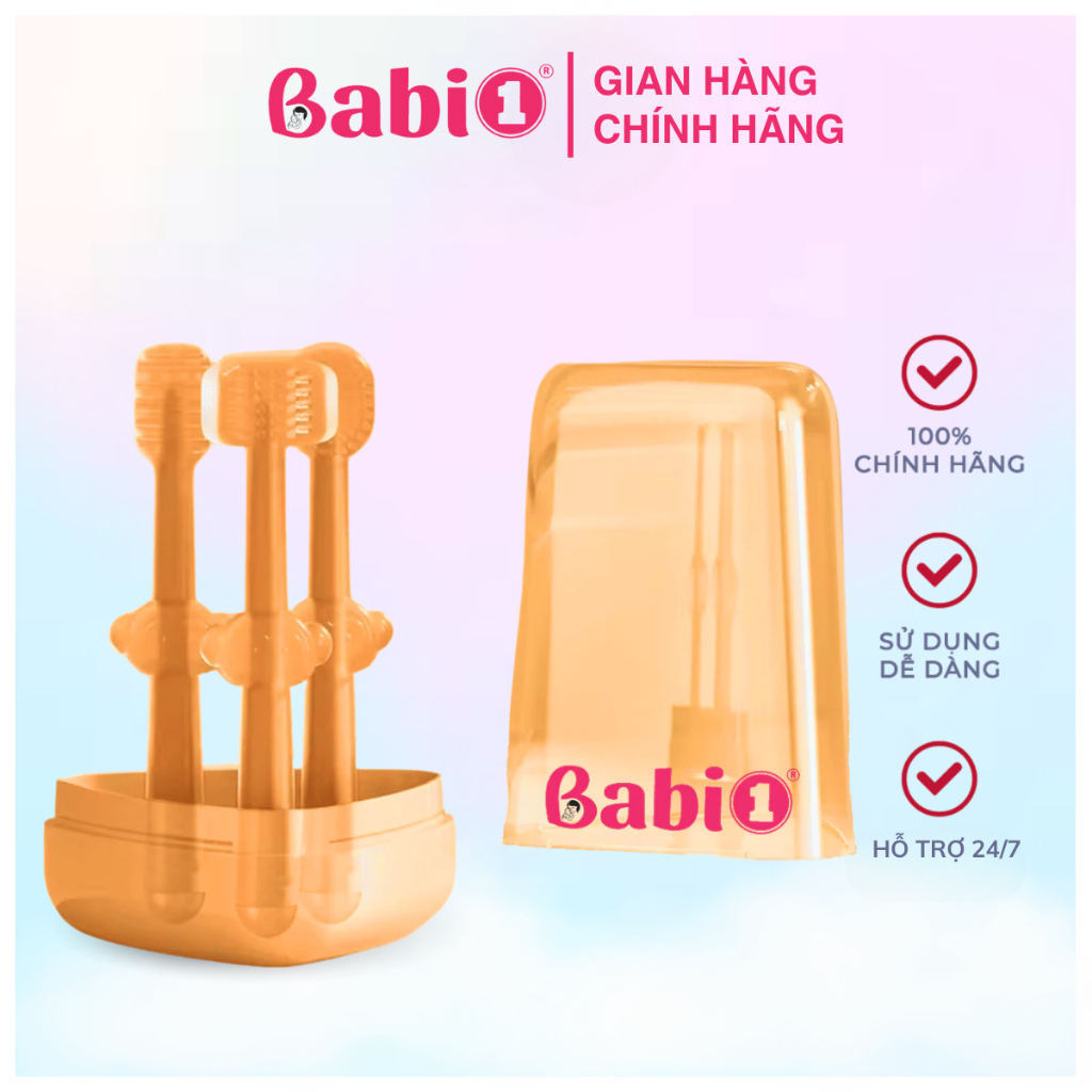 Set Rơ Lưỡi Bàn Chải Silicon Babi 1 Chăm Sóc Răng Miệng Cho Bé