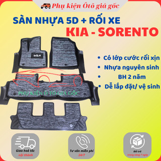 Thảm lót sàn NHỰA 5D TRÀN VIỀN xe Kia Sorento 2021, 2022, 2023 - 2025 Thảm NHỰA TPE 5D đúc nguyên khối theo xe - 3 hàng