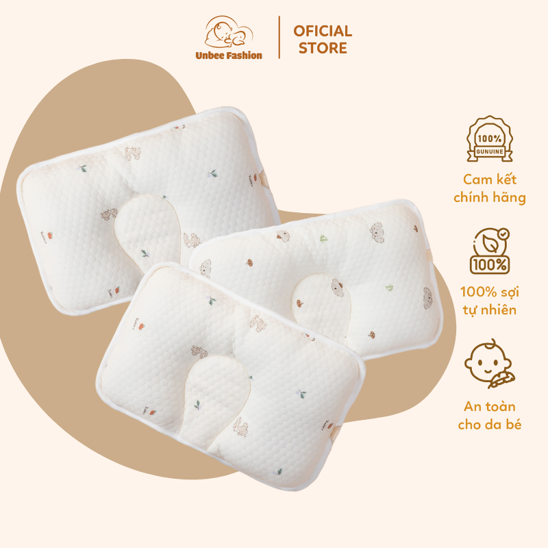 Gối Unbee Chống Bẹp Đầu Cho Bé Sơ Sinh -  Gối Lõm Cho Bé Sơ Sinh Hình Chữ Nhật 38x25