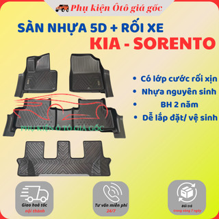Thảm lót sàn NHỰA 5D TRÀN VIỀN xe Kia Sorento 2021, 2022, 2023 - 2025 Thảm NHỰA TPE 5D đúc nguyên khối theo xe - 3 hàng