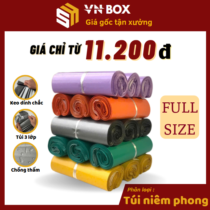 HOẢ TỐC Túi niêm phong gói hàng nhiều size, túi đóng hàng siêu dai PE 3 lớp chống nước nhiều màu sắc
