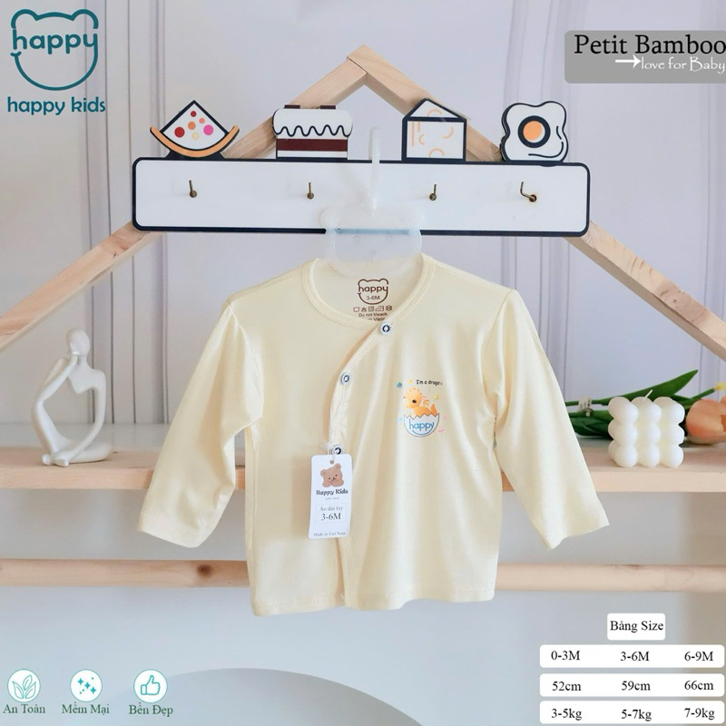 (HK 010) Combo 3-5 Áo Dài Tay HAPPY KIDS Sơ Sinh PepTit Thoáng Mát, Mềm Mịn Cho Bé Yêu từ 3-10kg
