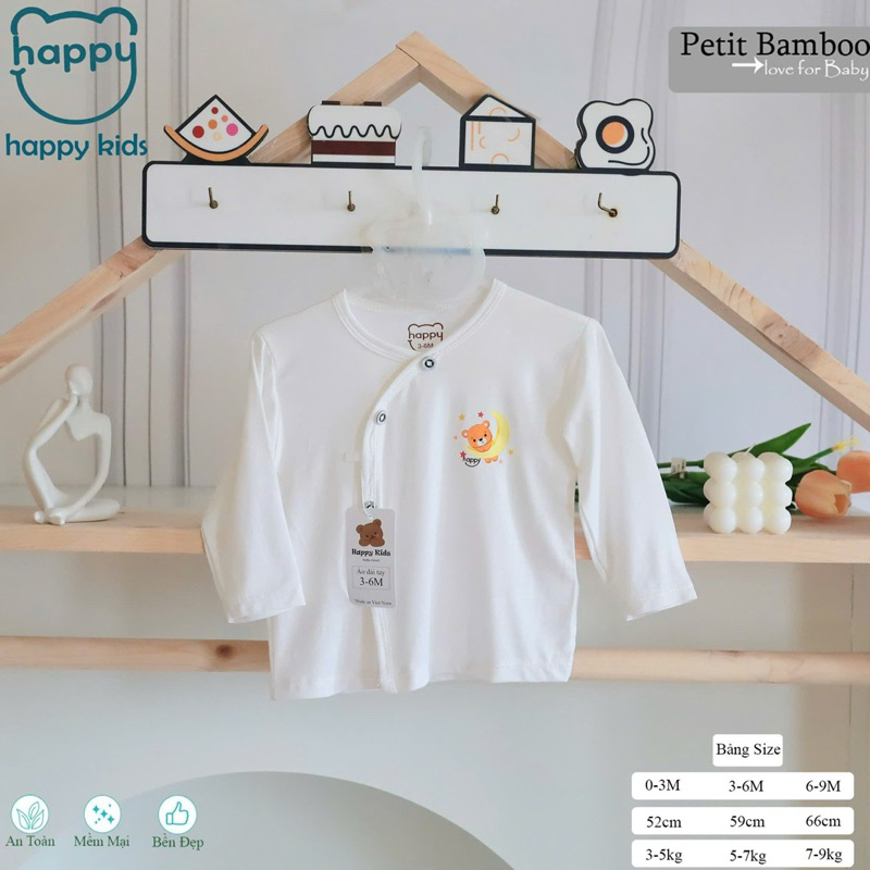 (HK 010) Combo 3-5 Áo Dài Tay HAPPY KIDS Sơ Sinh PepTit Thoáng Mát, Mềm Mịn Cho Bé Yêu từ 3-10kg