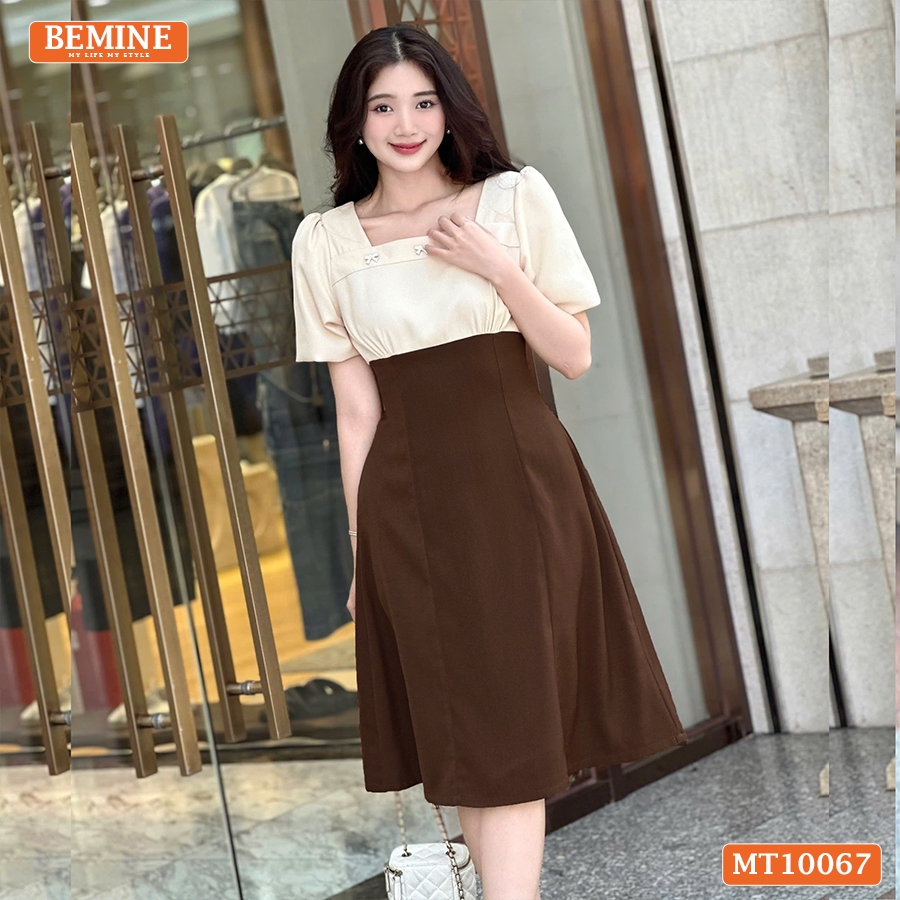 Ảnh Đầm thiết kế BEMINE cổ vuông tay phồng dáng chữ A phù hợp đi làm, đi chơi-MT10067 4